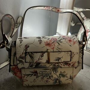 White Floral across Body bag